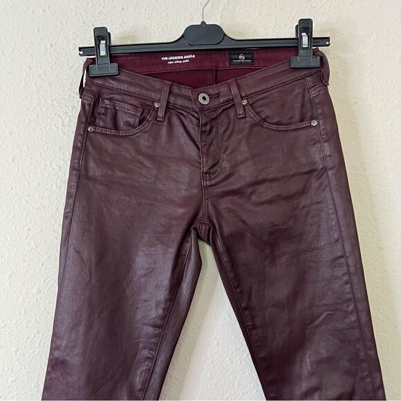 Adriano Goldschmied Burgundy Coated The Legging Ankle Skinny Pants Size 24R - Picture 4 of 9